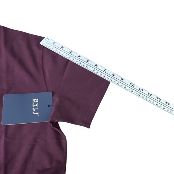 BYLT Drop-Cut Lux T-Shirt Mens Small Maroon Cotton Stretch Short Sleeve New - Picture 9 of 10